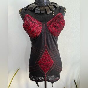 Rago Retro Red & Black Lace Extra Firm Body Shaper Size 40C